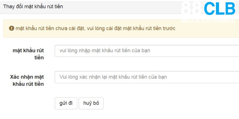 Cài đặt mật khẩu cá nhân để rút tiền 88CLB